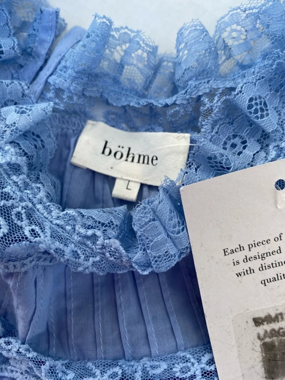 bohme Light Blue Smocked Yoke Tiered Mini Dress Toby Pleated Baby Doll Dress💙